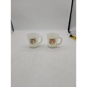 Vintage Anchor Hocking Fire King Esso Tiger Milk Glass Coffee Mug - Exxon Lot 2